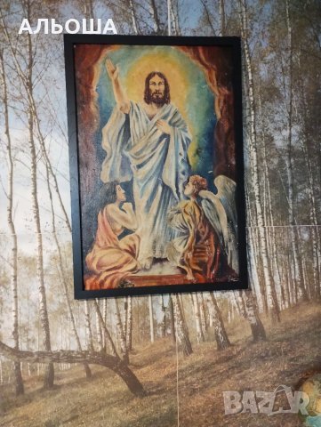 Стара маслена картина платно Икона ХРИСТОС- УНИКАТ -ГОЛЯМА, снимка 5 - Други ценни предмети - 34168994