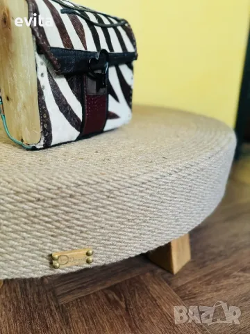 Ръчно изработена табуретка от юта!, снимка 6 - Дивани и мека мебел - 47423152
