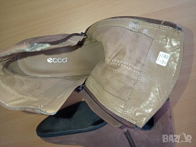 Кафеви боти Ecco естествена кожа 38, снимка 3 - Дамски боти - 38974547