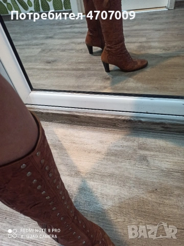 Продавам втора употреба естествена кожа кафяви ботуши с вата номер 39 - цена 16 евро, снимка 4 - Дамски ботуши - 53076433