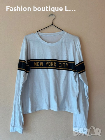 Бяла памучна блуза с надпис New York City 🤍🖤