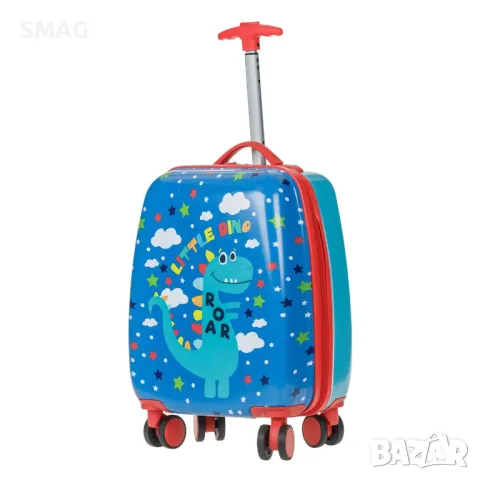 Детски Куфар с колелца за пътуване Синьо Червени Динозаври 22л S_1226469, снимка 2 - Други - 50140059