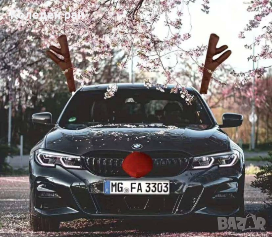 Декоративни коледни рога за кола декорация за автомобил, снимка 3 - Други - 52337365