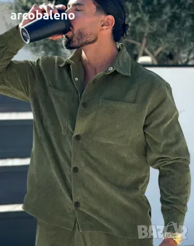 Ежедневна мъжка риза с много джобове от рипсено кадифе с копчета, 3цвята , снимка 6 - Ризи - 47510386