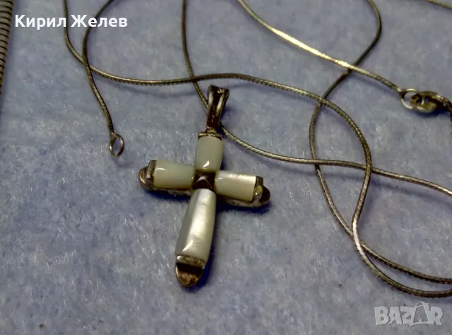 КРАСИВО СЕДЕФЕНО СРЕБЪРНО КРЪСТЧЕ с НЕЖНА СРЕБЪРНА ВЕРИЖКА СРЕБРО 925 ФИНА РЪЧНА РАБОТА 26898, снимка 6 - Колиета, медальони, синджири - 50337503