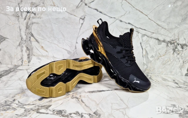 Puma Мъжки Черни Маратонки Със Златист Акцент🔝Мъжки Спортни Обувки Пума Код P759, снимка 6 - Маратонки - 50685956