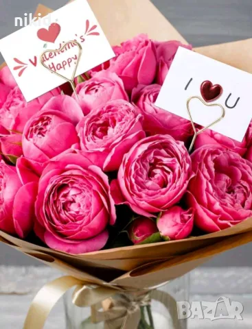 Метален държач държачи за картичка за букет букети цветя поставка визитка декорация, снимка 3 - Други - 48170602