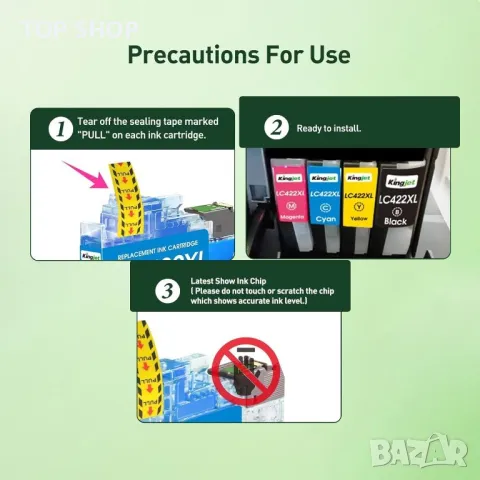 KINGJET LC422XL мастилени касети за Brother LC422XL LC422, 4 касети, снимка 4 - Консумативи за принтери - 49636701