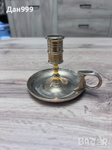 Винтидж месингов свещник с дръжка
