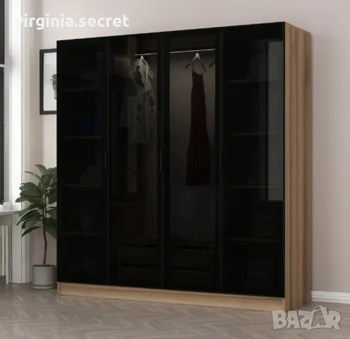 Модерен гардероб със стъклени врати, снимка 5 - Гардероби - 49859684