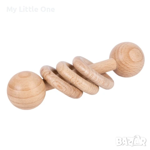 Дървена дрънкалка с рингове, снимка 2 - Дрънкалки и чесалки - 51006361