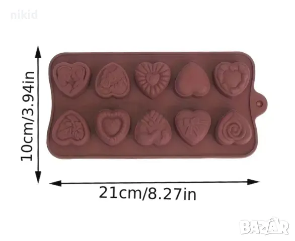 10 вида сърце сърца с двойка рози подарък love силиконов молд форма фондан шоколад сапун гипс бонбон, снимка 2 - Форми - 49388878