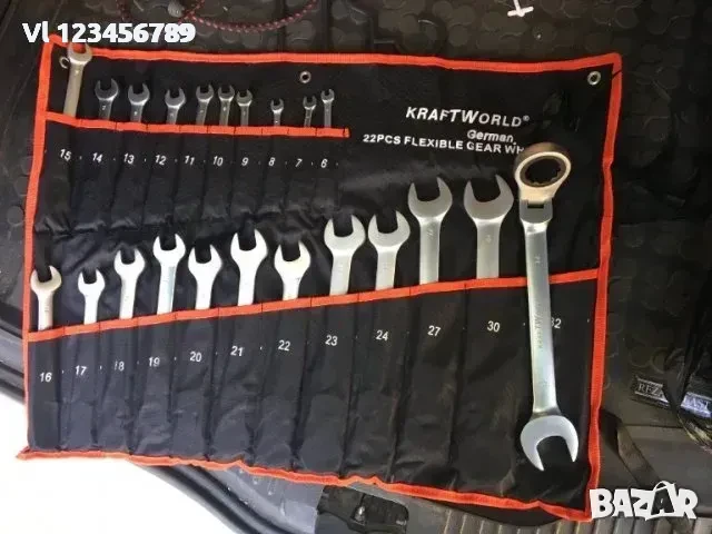 К-т звездогаечни чупещи тресчотни ключове от 6мм до 32мм 22 части KRAFTWELLE, снимка 2 - Ключове - 50792010