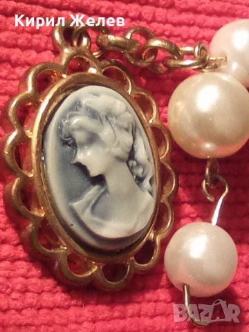 КЛАСИЧЕСКА КАМЕЯ с ПЕРЛИ БРОНЗ ПОЗЛАТА АРТ ДЕКО 21775, снимка 4 - Антикварни и старинни предмети - 32537715