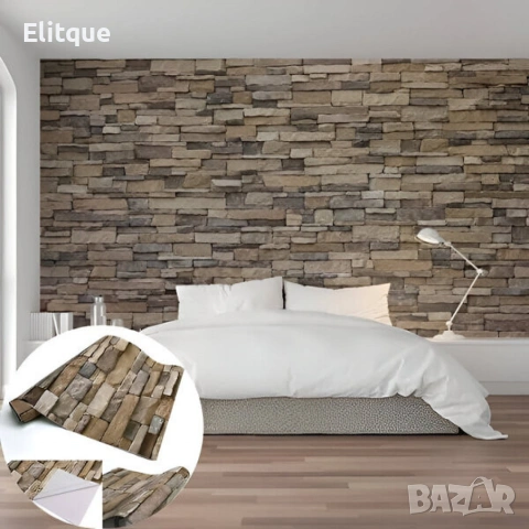 Самозалепващ 3D тапет с тухлен ефект – PVC, водоустойчив и шумоизолиращ, 300 x 35 см, снимка 5 - Декорация за дома - 53562504