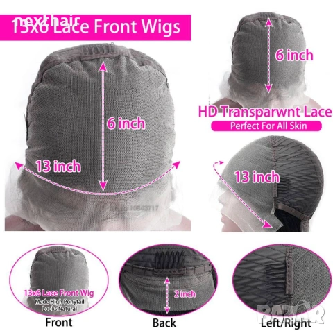 Естествена черна бразилска перука 80 см - Дантела 13×6, Права коса, снимка 5 - Аксесоари за коса - 53136591