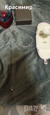 Сребърно колие сърце Priscilla+гривна сърце Love Annunziata+Сребърен пръстен сърце Ennio, снимка 2 - Гривни - 53053401