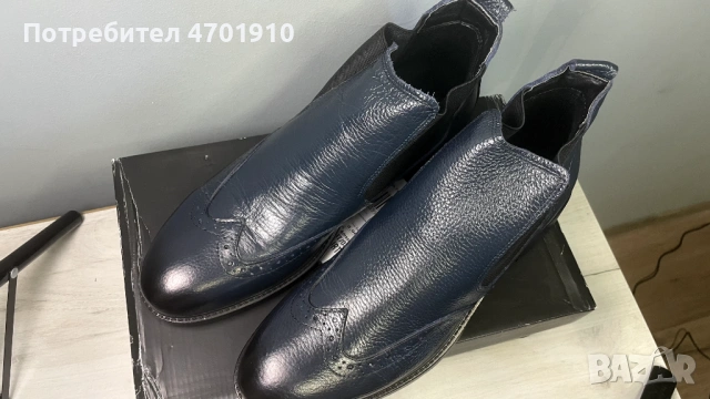 Мъжки сини зимни ботуши челси Ducavelli от естествена кожа., снимка 2 - Мъжки ботуши - 53019375