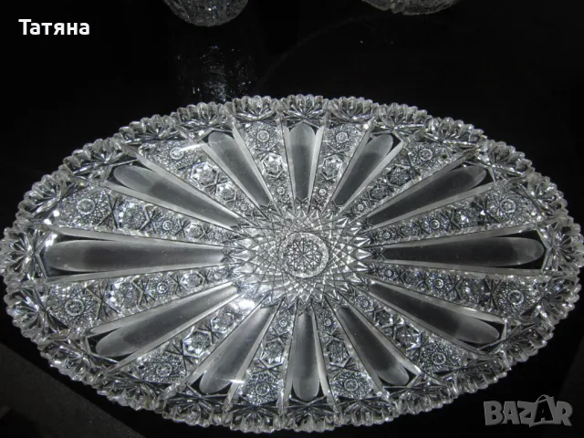 Бохемия кристален поднос;купа;ваза ; чиния  и пепелник от една серия, снимка 2 - Чинии - 49701871