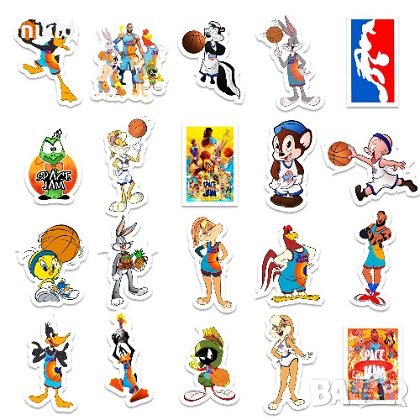 50 бр Space Jam Бъгс Бъни looney tunes самозалепващи лепенки стикери за украса, снимка 4 - Други - 37191871