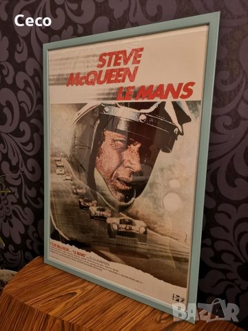 Постер на филма Le Mans със Steve McQueen, 24h LE Mans, grand prix, classic movie, Art +рамка IKEA , снимка 2 - Екшън - 34750656