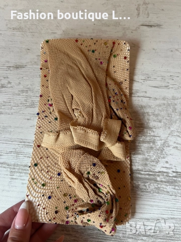 Нов телесен чорапогащник ситна мрежа с цветни блестящи камъчета по цялата дължина и ластик в талията, снимка 6 - Бельо - 52186845