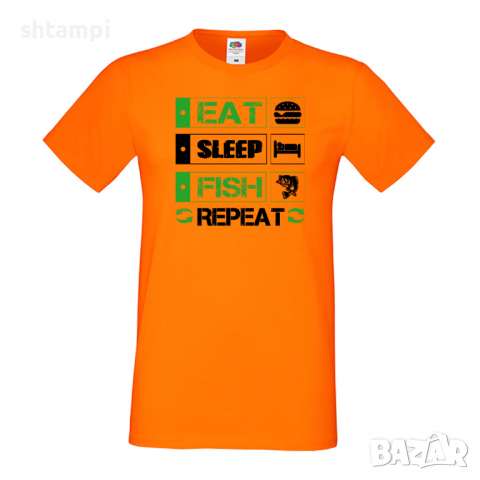 Мъжка тениска Fish 2,Sleep,Fish,Anime,Repeat,Ядене,Спане,Риба,Подарък,Повторение,Празник,, снимка 6 - Тениски - 36418990