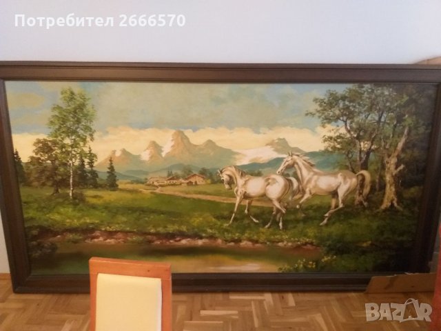 Стара огромна 3 метрова  картина маслени бои с подпис, снимка 2 - Антикварни и старинни предмети - 35041708