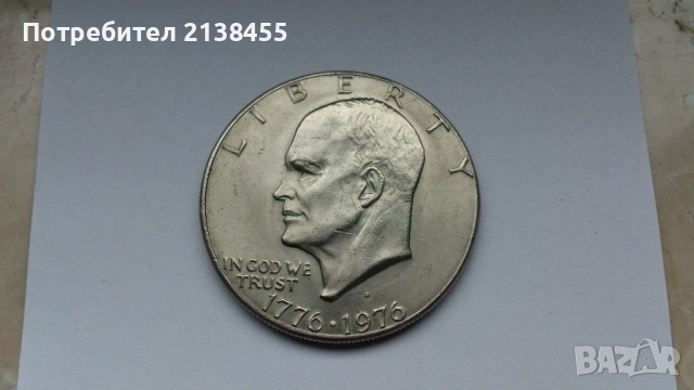 Отлично съхранявана и запазена монета от 1 долар 1976 година, буква D - USA, САЩ, снимка 2 - Нумизматика и бонистика - 52578705