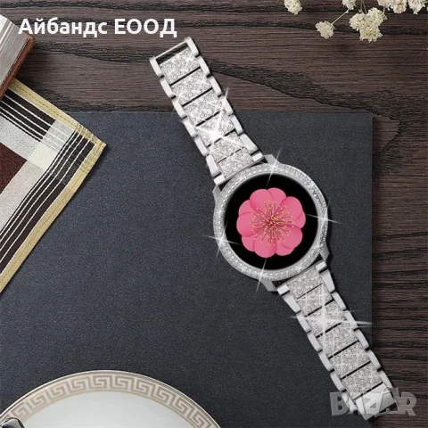 Каишка от неръждаема стомана с камъчета 18mm, снимка 2 - Каишки за часовници - 51429326