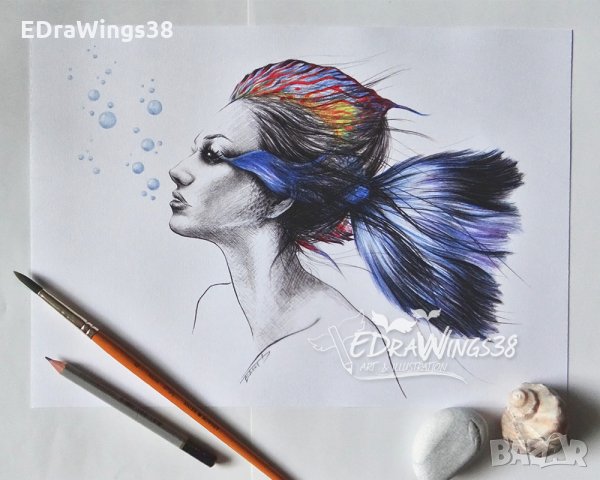 Картина Арт принт "When I was a fish", снимка 2 - Картини - 28206598