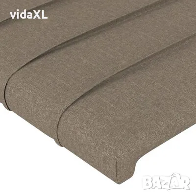 vidaXL Горна табла за легло с уши, таупе, 147x16x118/128 см, плат(SKU:3119722), снимка 4 - Спални и легла - 48914217