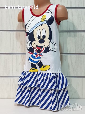 Нова детска моряшка рокля с трансферен печат Мики маус, снимка 6 - Детски рокли и поли - 29030051
