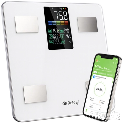 Електронен смарт кантар с измерване на мазнини - до 226кг (два цвята), снимка 2 - Електронни везни - 51899676