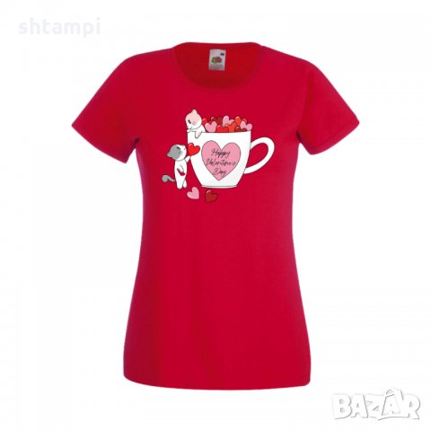 Дамска тениска Свети Валентин Happy Valentines Day Cats On Mug, снимка 5 - Тениски - 35647036