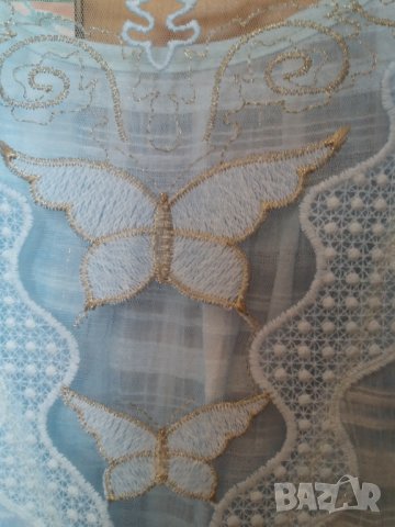 Лятна светлосиня блуза туника без ръкав с пеперуди, снимка 3 - Туники - 33048919