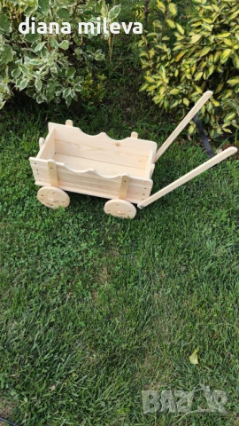 Дървена Каручка за градината!!, снимка 8 - Градински мебели, декорация  - 51132618