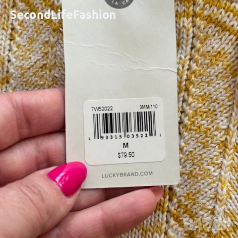 Дамски пуловер Lucky Brand, размер M, жълт, плетен с къс ръкав, снимка 3 - Блузи с дълъг ръкав и пуловери - 53505160