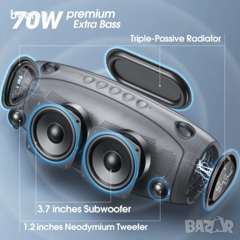 W-King X10 70W безжична Bluetooth тонколонка с безжичен микрофон, снимка 5 - Тонколони - 52069221