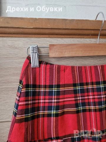 Пола червено каре , снимка 5 - Поли - 52710092