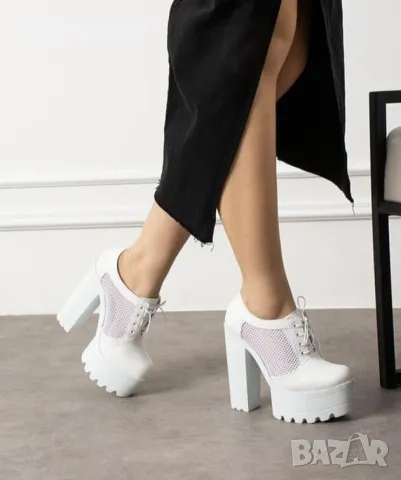 Обувки на ток - бяла кожа - FB30, снимка 2 - Дамски обувки на ток - 49801545