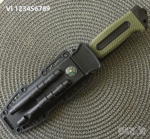 Тактически нож с магнезиева запалка, диамантен стик,свирка/ оцеляване 135х267, снимка 6 - Ножове - 40811473