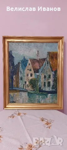 Картина с маслени бои върху платно в отлично състояние. , снимка 1