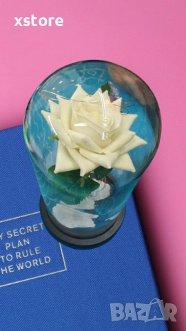 Бяла роза под стъклен купол - Вечна елегантност, снимка 3 - Декорация за дома - 52791033