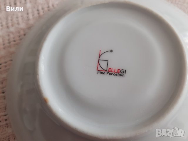 Италиански фин порцелан Ellegi 2 чаши с чинийки, снимка 5 - Сервизи - 40562550