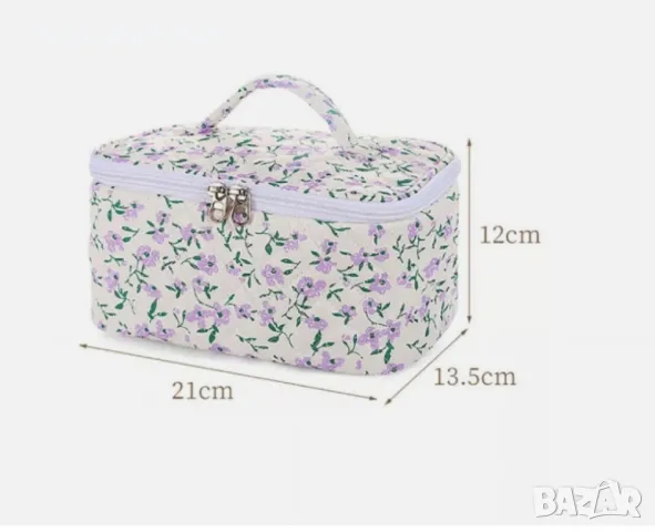 Флорална чанта за гримове, снимка 4 - Чанти - 49030375