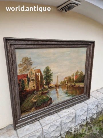 Топ - Уникална антикварна огромна авторска майсторска картина масло върху платно , снимка 6 - Антикварни и старинни предмети - 53210599