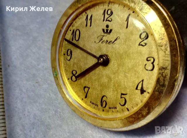 FEREL SWISS MADE Стар ОРНАМЕНТИРАН ЛУКСОЗЕН МЕХАНИЧЕН ПОЗЛАТЕН ШВЕЙЦАРСКИ ДЖОБЕН ЧАСОВНИК 50105, снимка 2 - Антикварни и старинни предмети - 49487822