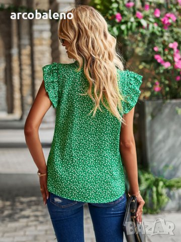 Дамско горнище с V-образно деколте и флорален темперамент, 4цвята, снимка 18 - Ризи - 44119677