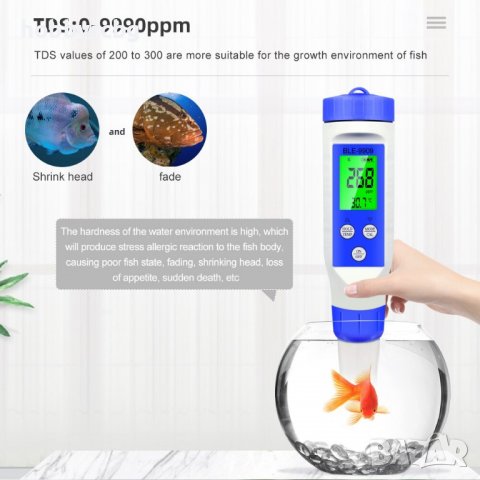 Tестер за измерване на pH, TDS, EC, соленост и температура, bluetooth, снимка 5 - Други - 37006992